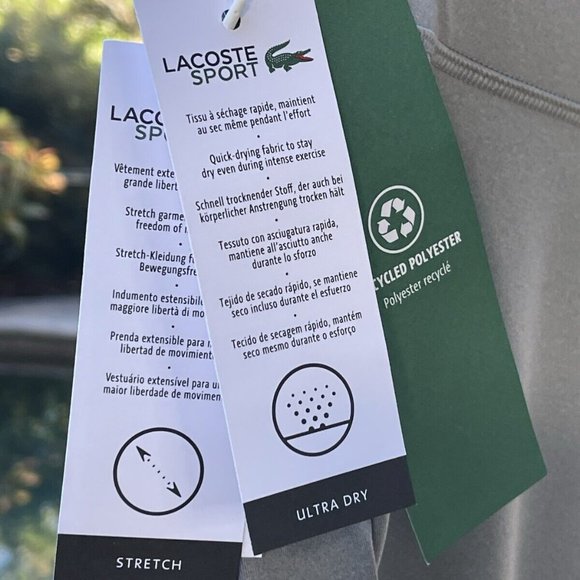 LACOSTE SPORT LEGGINGS ELASTIC BREATHABLE POLYESTER BLACK PANTS [XH1045] - Picture 7 of 7